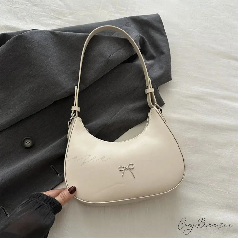 Bowknot Solid PU Leather Shoulder Bag Style B shoulder-250126