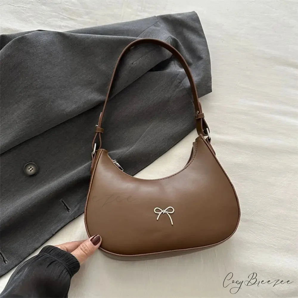 Bowknot Solid PU Leather Shoulder Bag Style E shoulder-250126