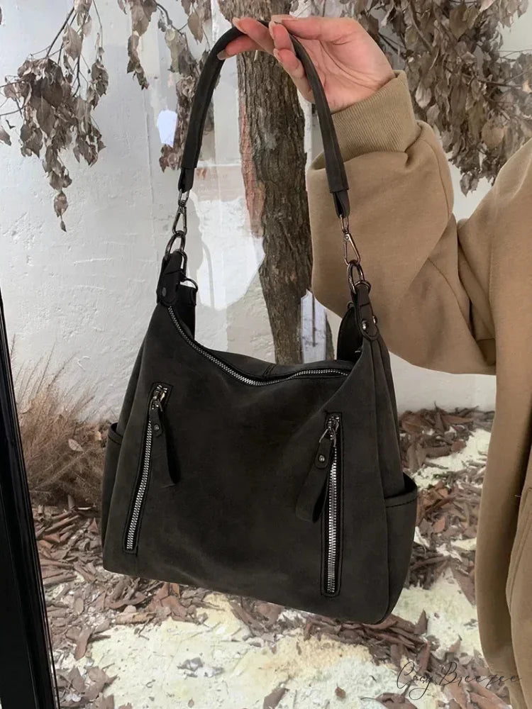 Braided Basket Summer Tote Bag Black-gray shoulder-250126