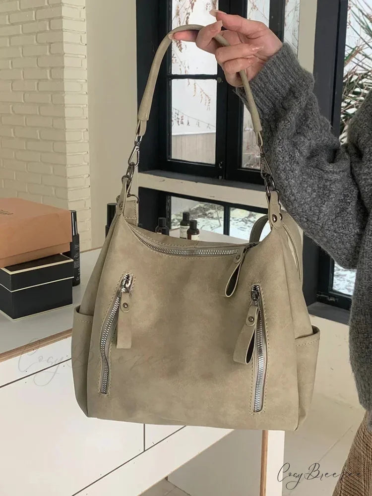 Braided Basket Summer Tote Bag Gray shoulder-250126