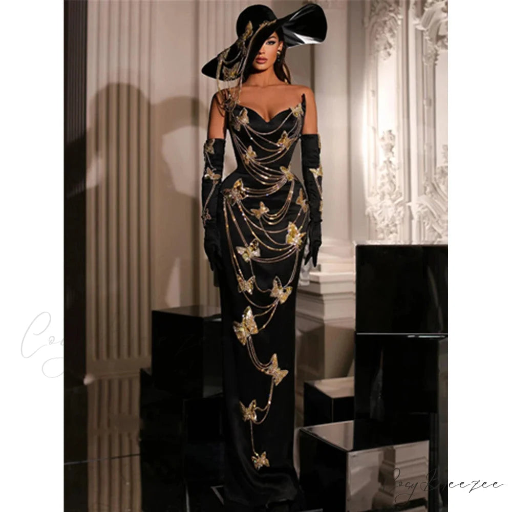 Breathtaking High-Waist Crystal Bandage Dress Formal Dress promdress-250223