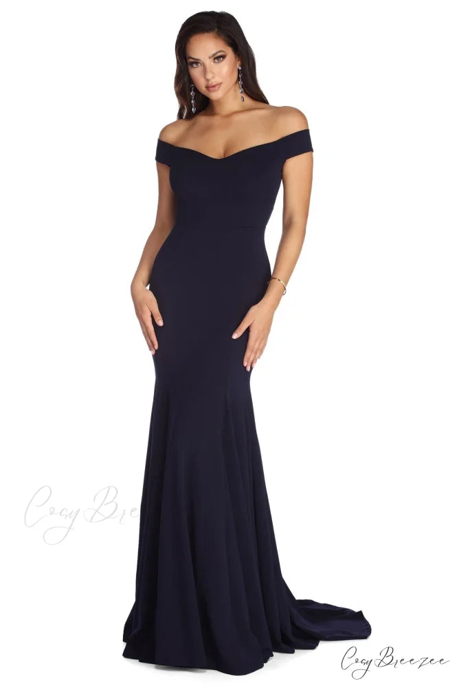 Briar Formal Off Charming The Shoulder Dress NAVY / XS