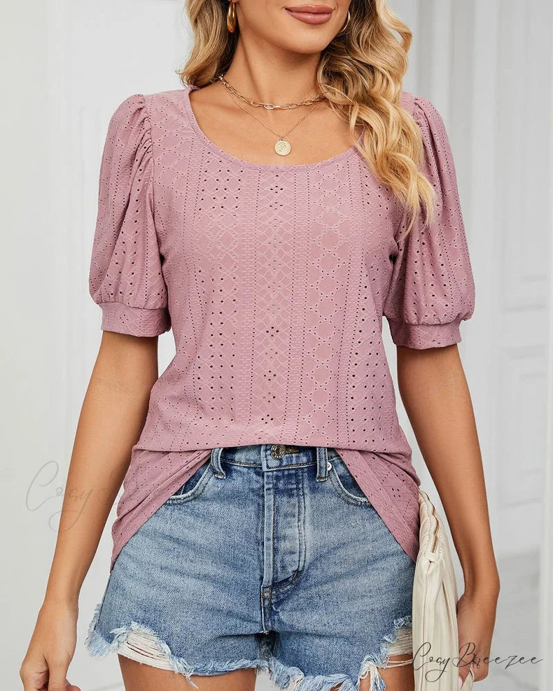 Brief Arm Color Solid T-shirt Pink / S