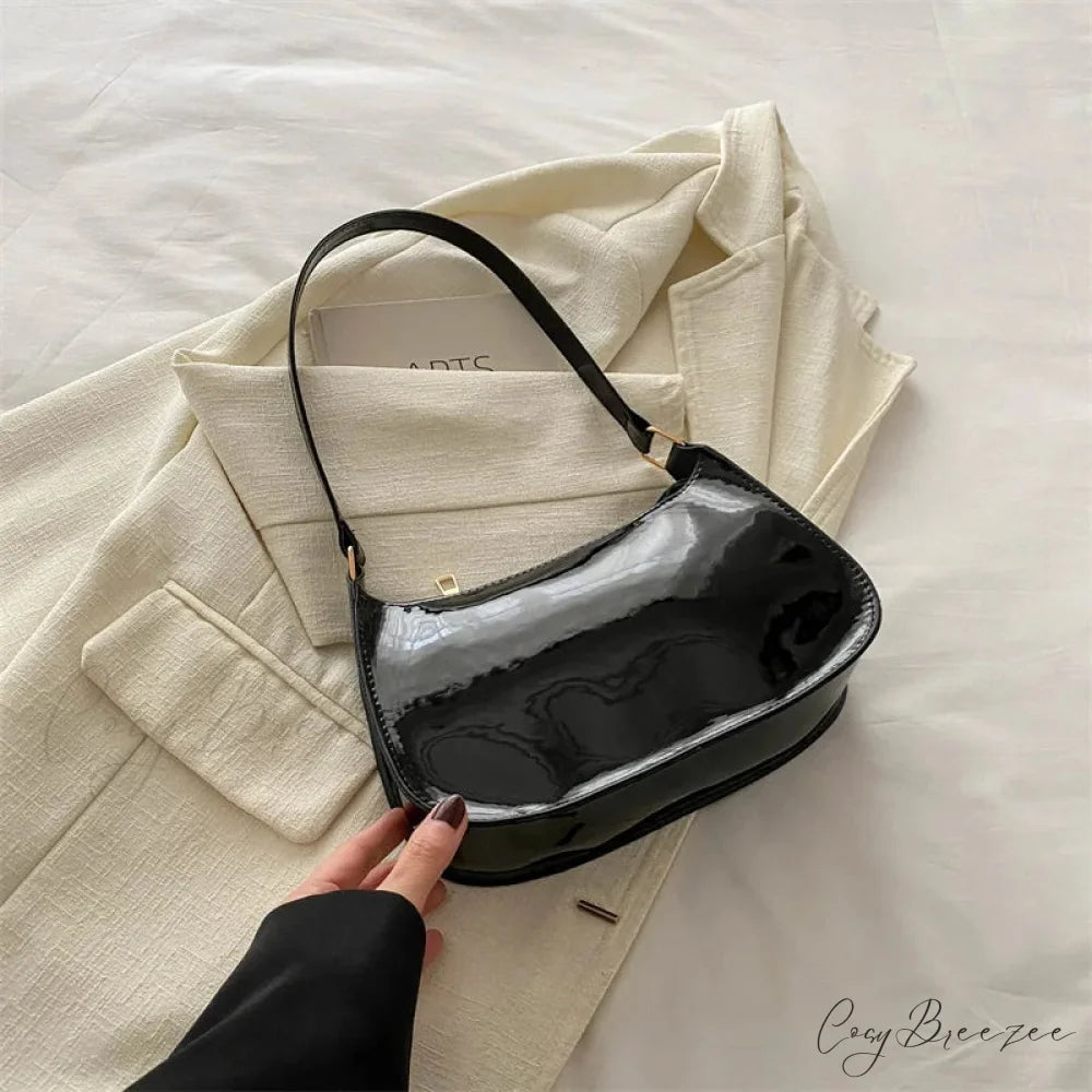 Bright Color Solid Square Shoulder Bag Black shoulder-250126