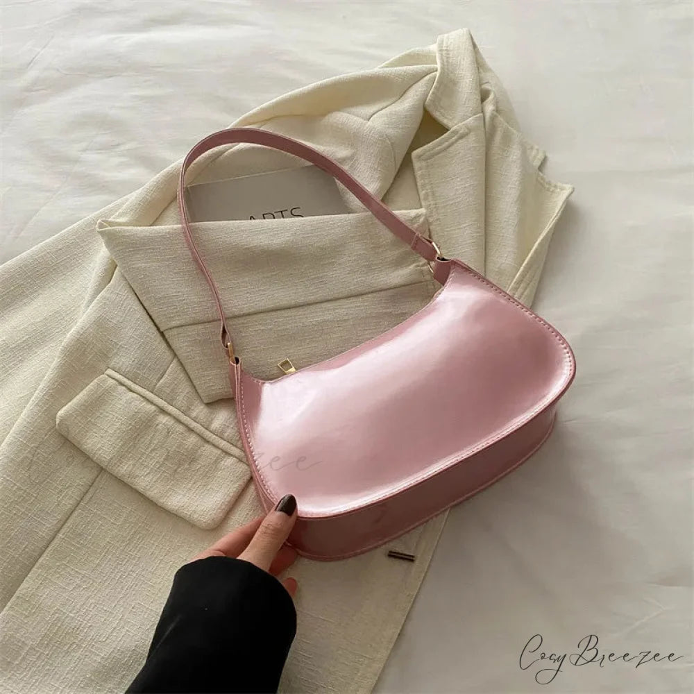 Bright Color Solid Square Shoulder Bag Pink shoulder-250126