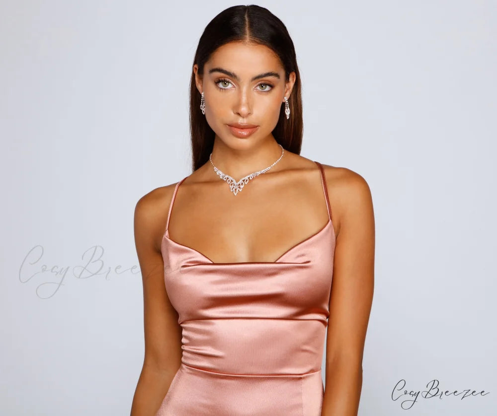 Bristol Formal Stylish Satin Lace-Up Dress