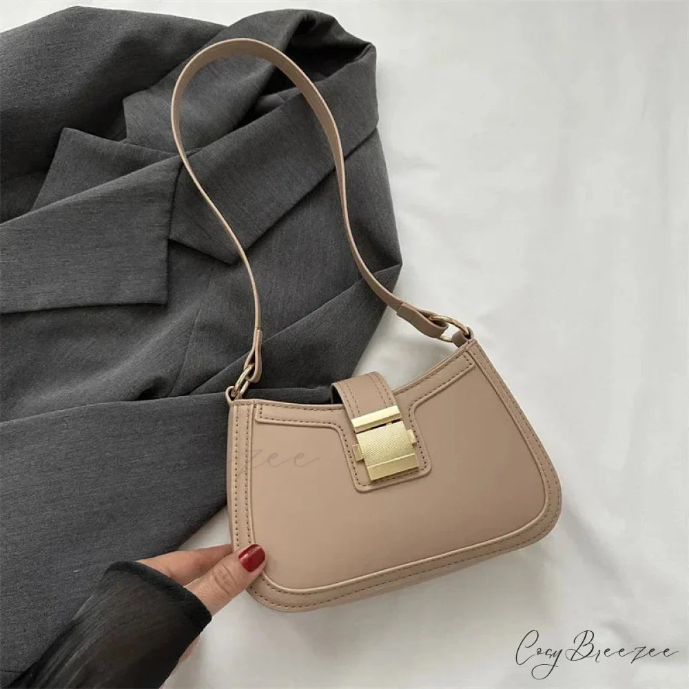 Brown Gold Buckle Vintage Bag Khaki / 20.5x5.5x13cm shoulder-250126