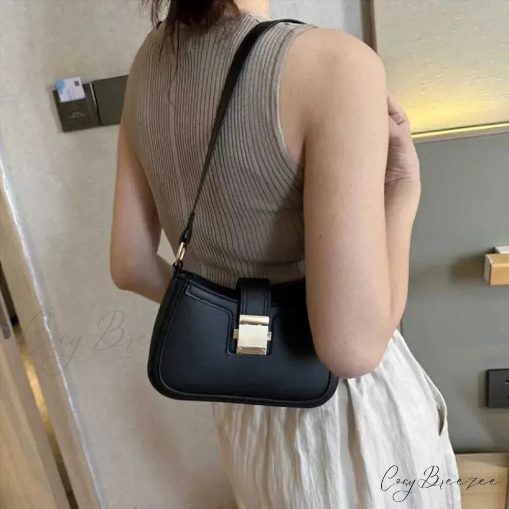 Brown Gold Buckle Vintage Bag shoulder-250126