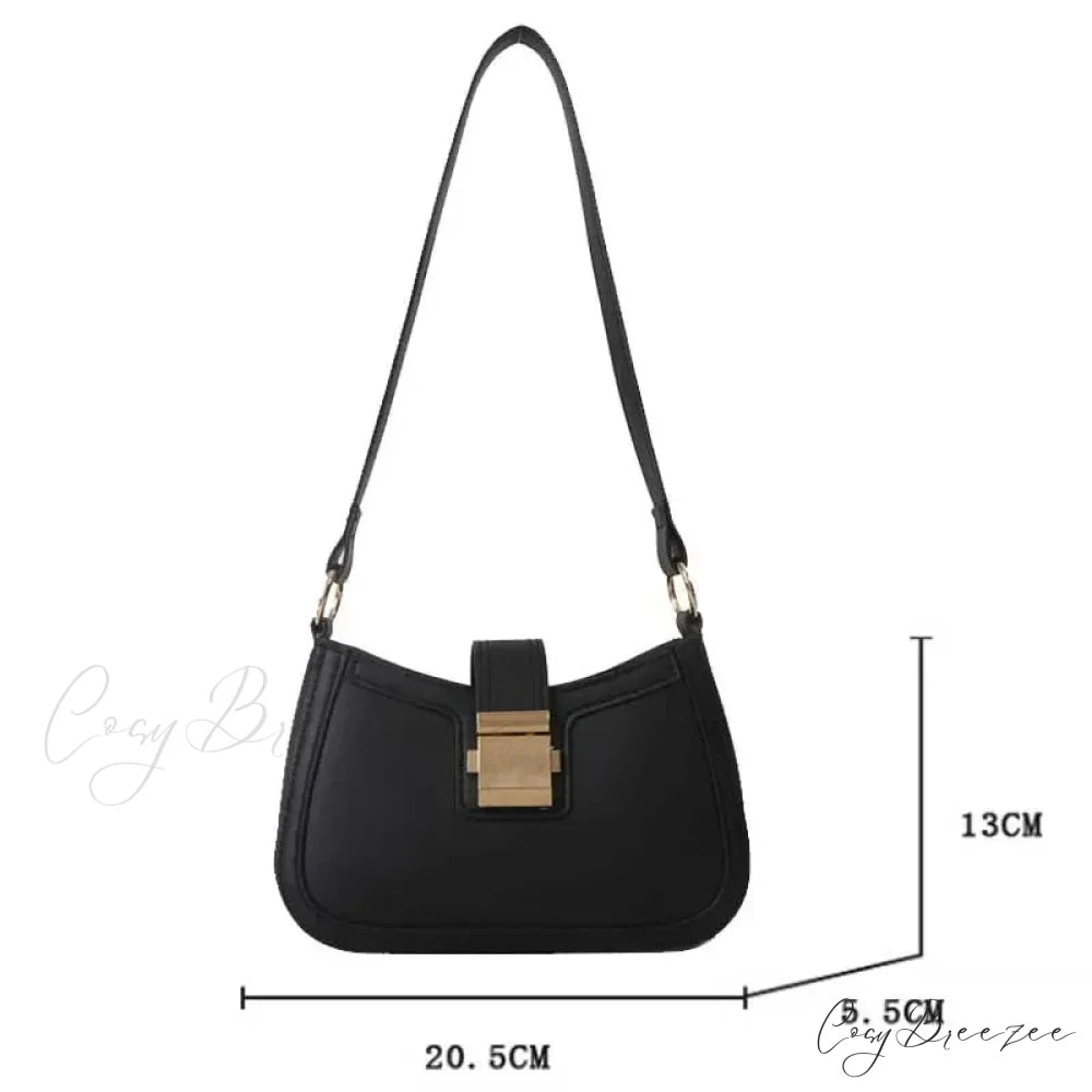 Brown Gold Buckle Vintage Bag shoulder-250126