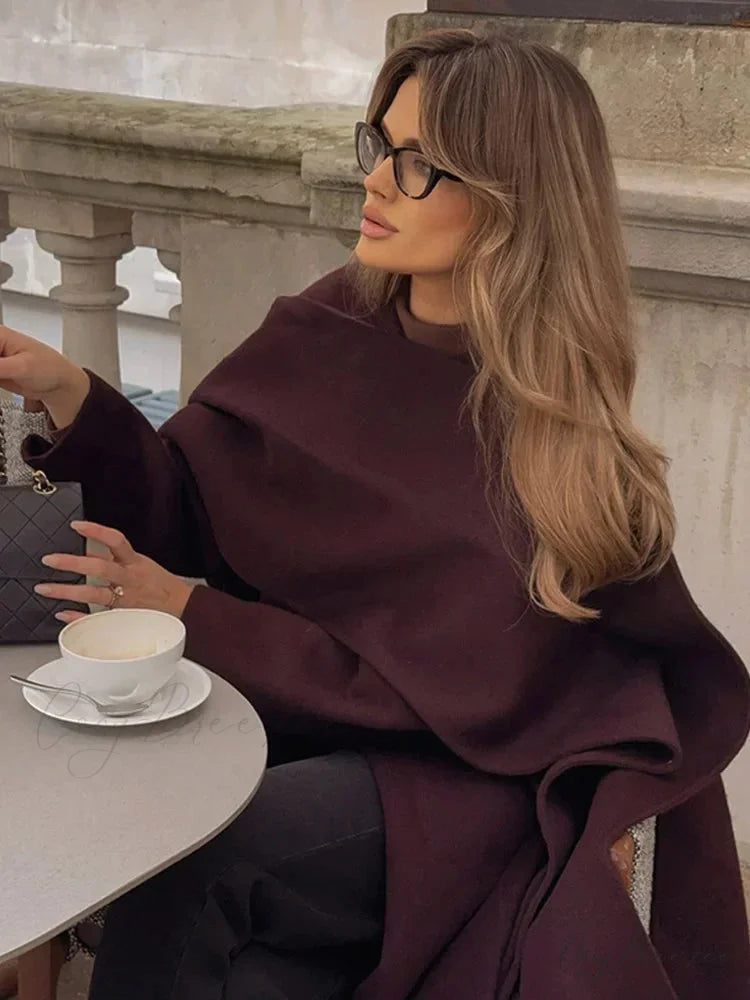 Brown Soft Fluffy Faux Fur Lapel Coat brown1 / S overcoats-241228