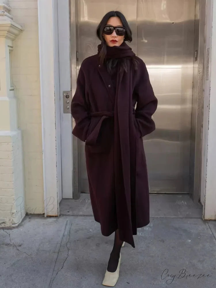 Brown Soft Fluffy Faux Fur Lapel Coat overcoats-241228