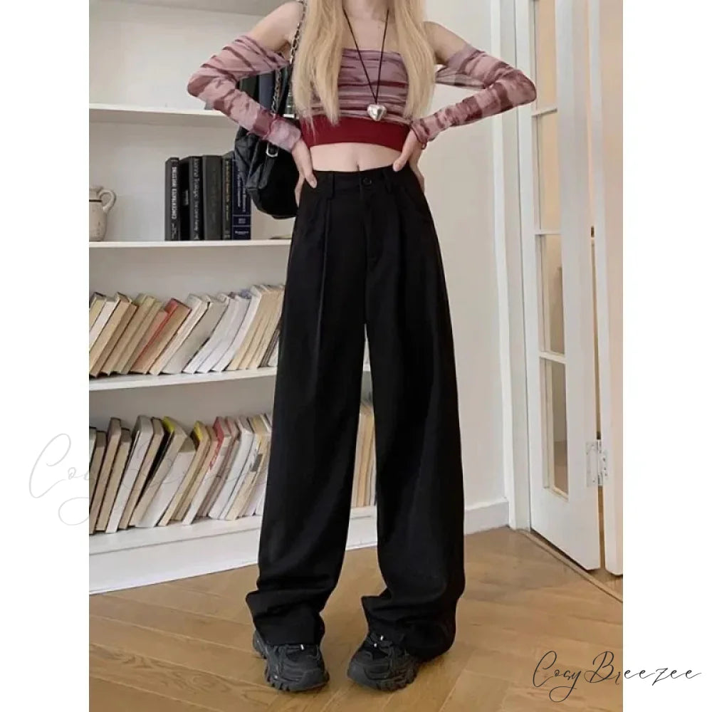 Brown Suit Baggy Office Pants pants-241228