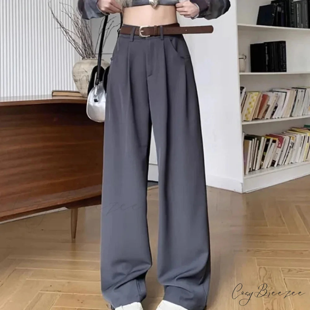 Brown Suit Baggy Office Pants pants-241228