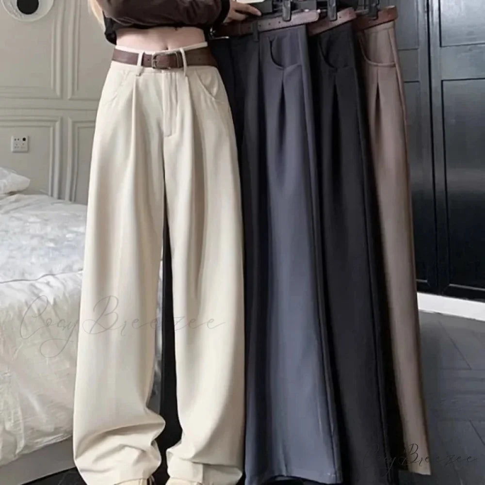 Brown Suit Baggy Office Pants Beige / S pants-241228