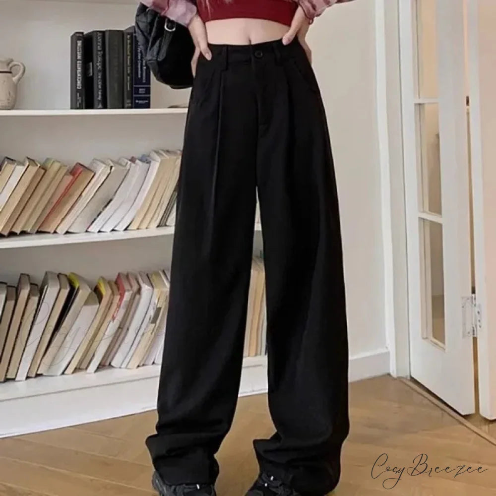 Brown Suit Baggy Office Pants Black / S pants-241228