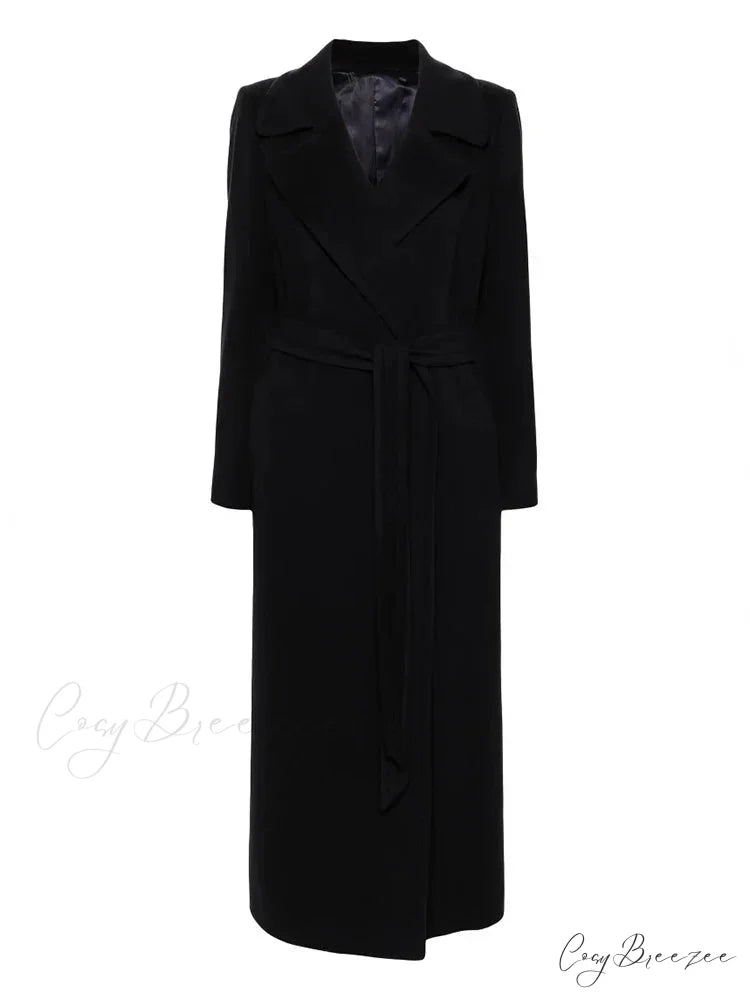 Brown Woolen Lapel Slim Coat overcoats-241228