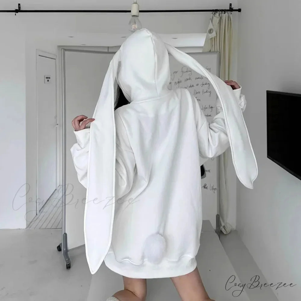 Bunny Girl Ears Hoodie white long / S hoodies-241228