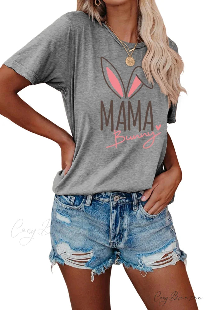 Bunny Graphic T-shirt for Moms Dark Grey / S