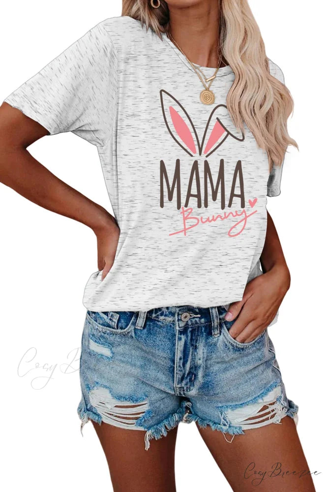 Bunny Graphic T-shirt for Moms Graphite Gray / S
