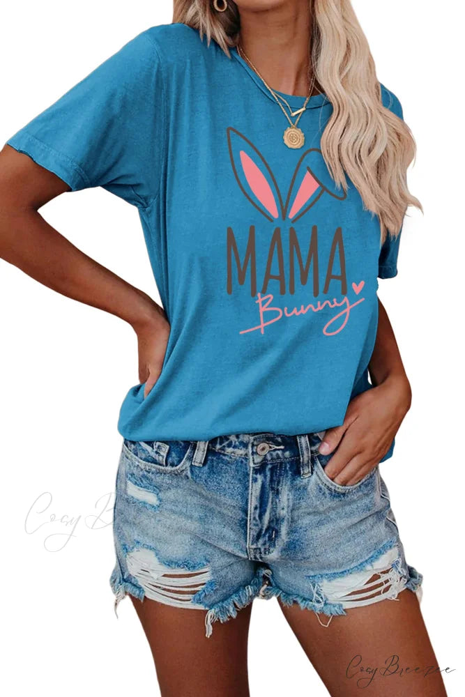 Bunny Graphic T-shirt for Moms Lake Blue / S