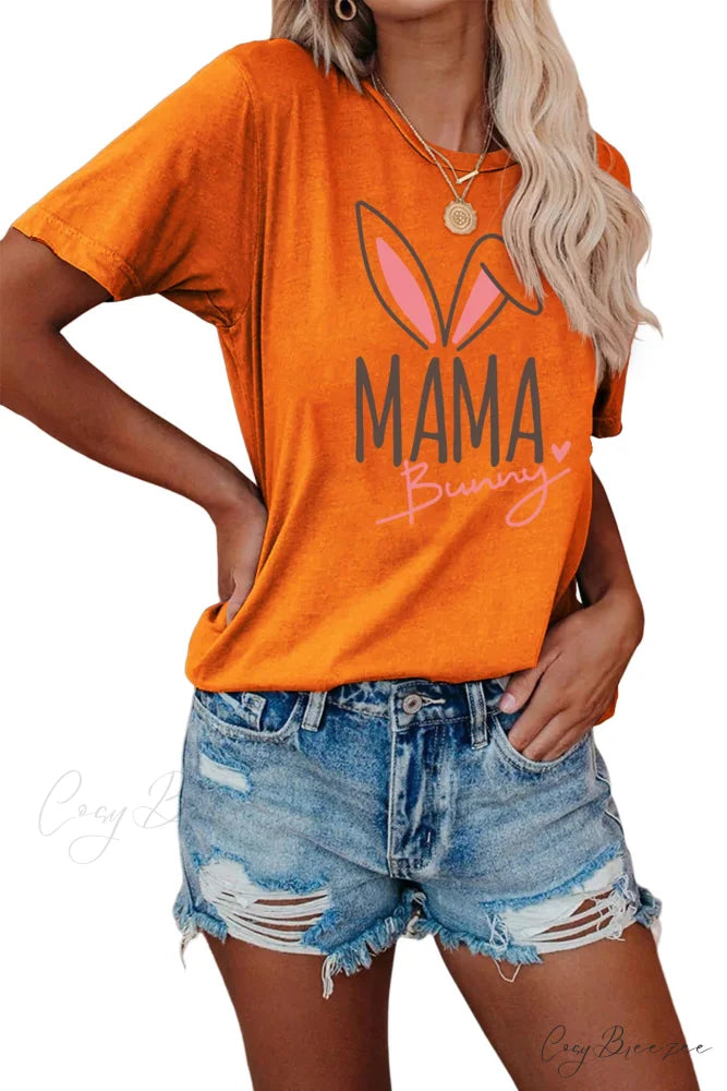 Bunny Graphic T-shirt for Moms Orange / S