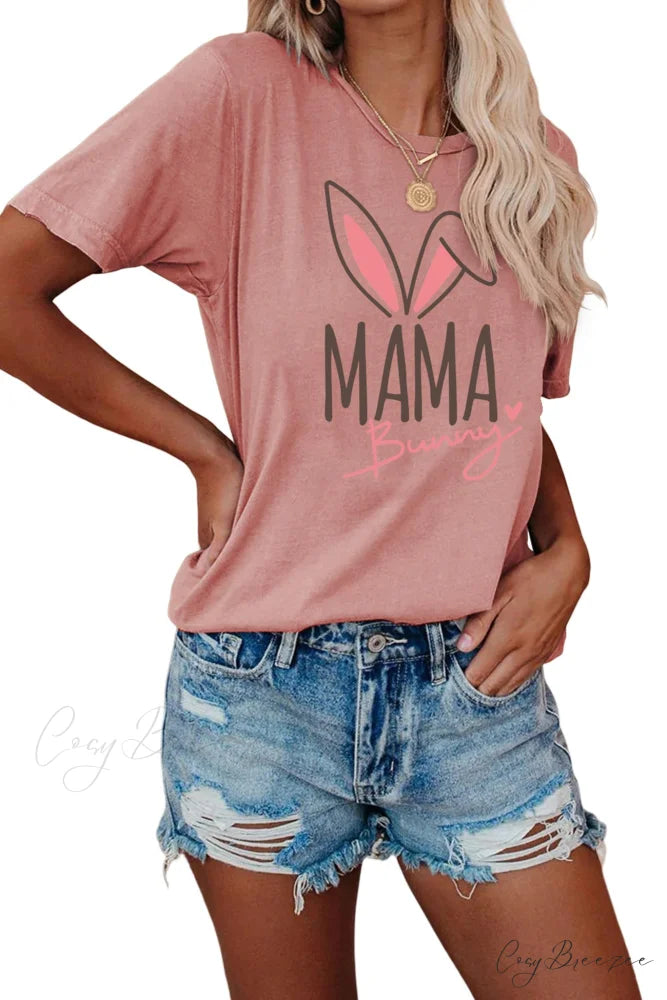 Bunny Graphic T-shirt for Moms Pink / S