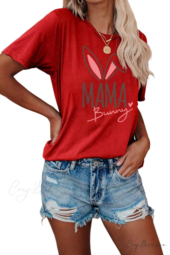 Bunny Graphic T-shirt for Moms Red / S