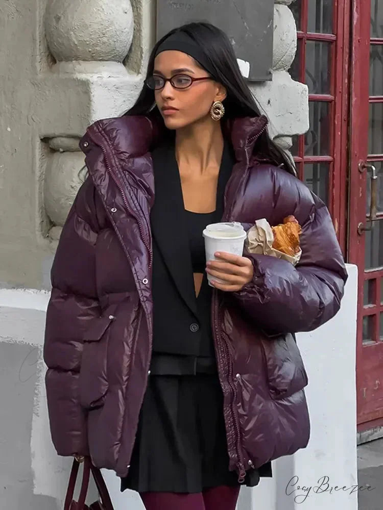 Burgundy Red Warm Cotton Coat