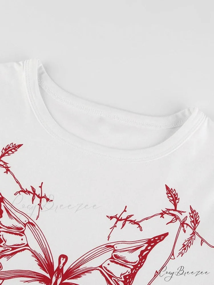 Butterfly Print Graceful Skinny Jeans
