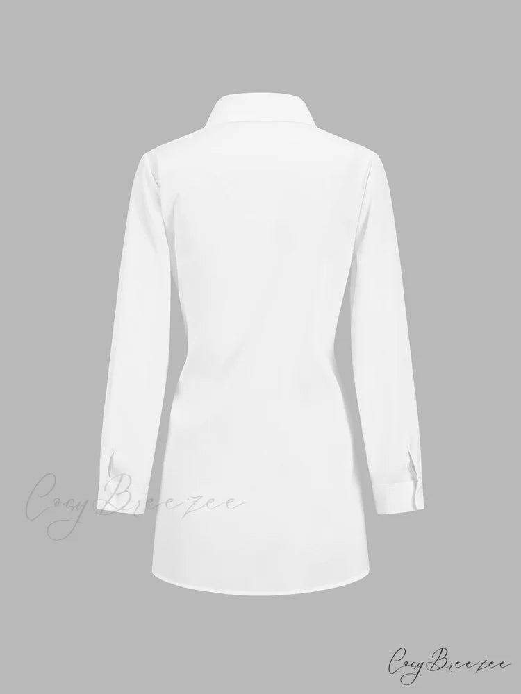 Button Down Graceful Tied Long Shirt