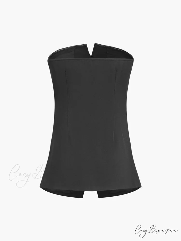 Button Down Graceful Tube Top