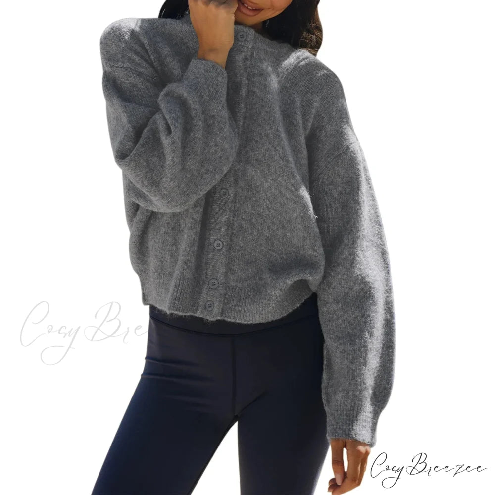 Button Down Lightweight Knit Cardigan Dark Grey / S cardigans-241228