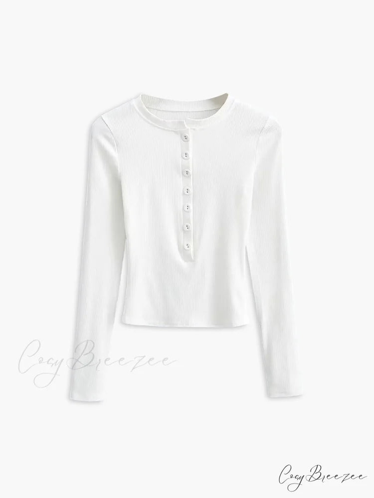 Button Down Long Trendy Sleeve Crop Shirt White / XS