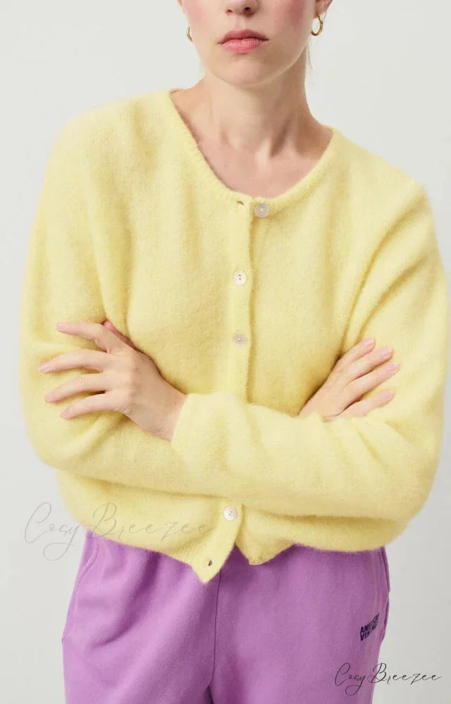 Button-Down Preppy Knit Cardigan yellow / S cardigans-241228
