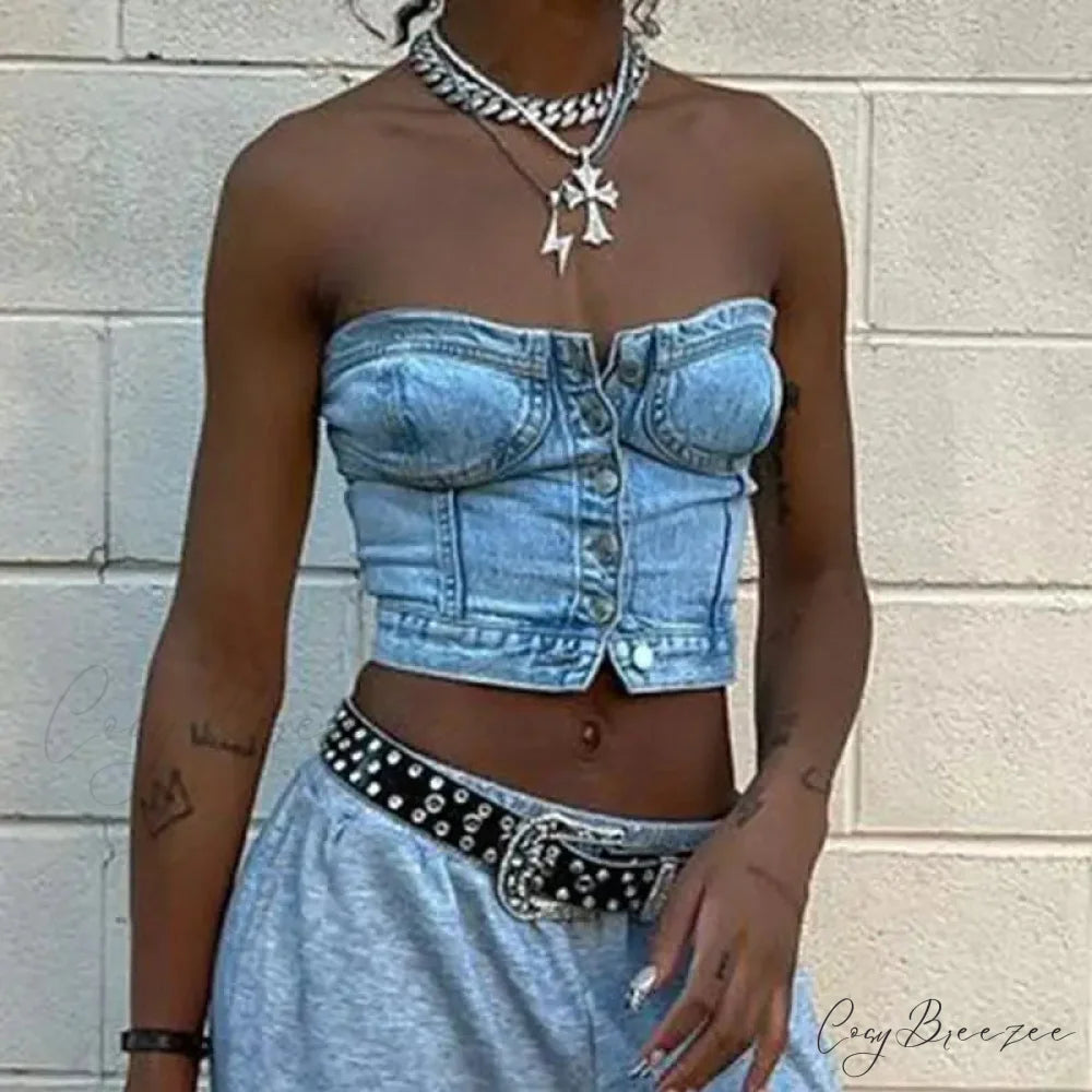 Button-Down Smocked Crop Top croptop-250223