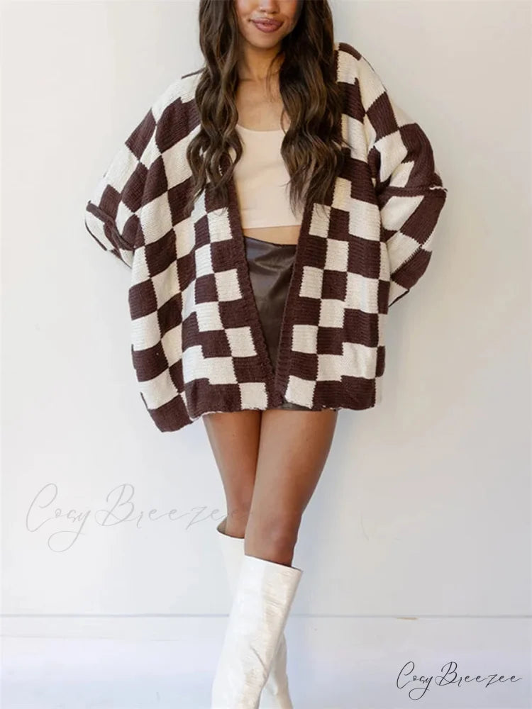 Button-Down Sweater Cardigan brown / S cardigans-241228