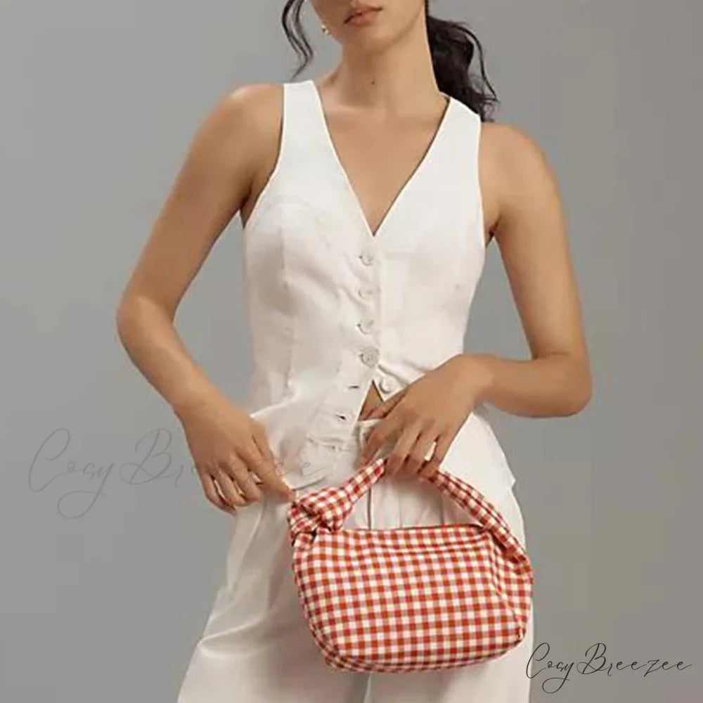 Button-Down Waistcoat Crop Top croptop-250223
