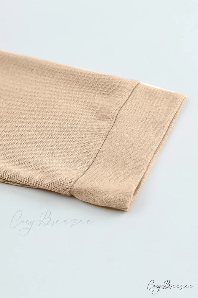 Button Khaki Solid Trim Casual Patchwork Hoodie