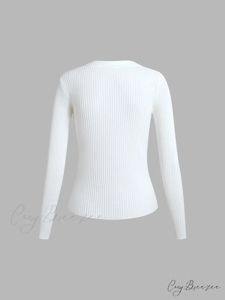 Button Up Graceful Collared Cardigan