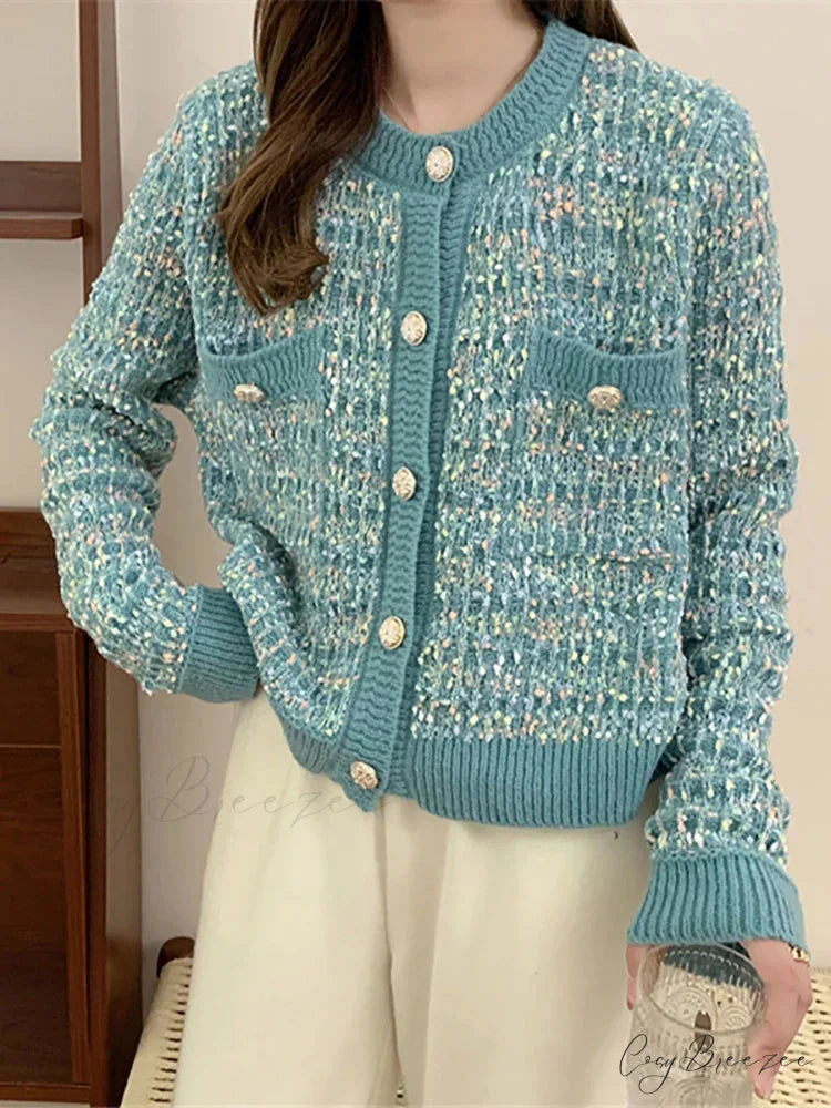 Button-Up Loose Knit Korean Style Autumn Winter Cardigan Green / One Size cardiagn-250126