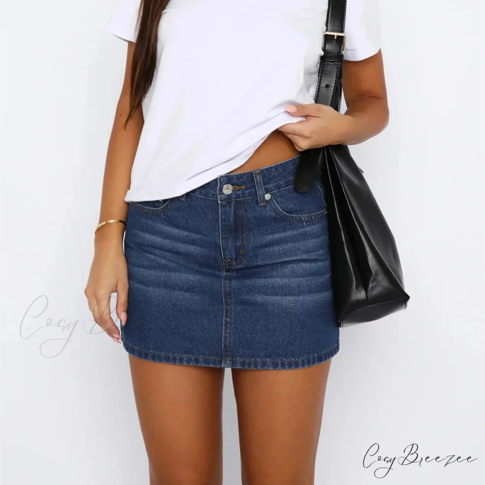 Button Up Slim Fit Denim Skirt black / S skirts-250223