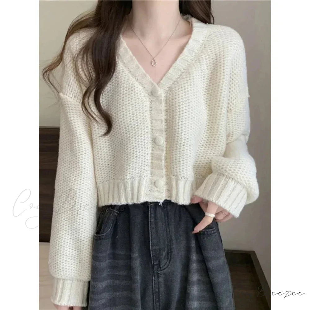 Button-Up V-Neck Sweet Casual Knit Cardigan cardiagn-250126