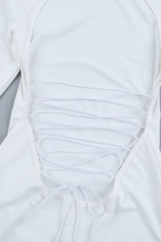 Backless Tie Bodycon Long Sleeve Party Dress