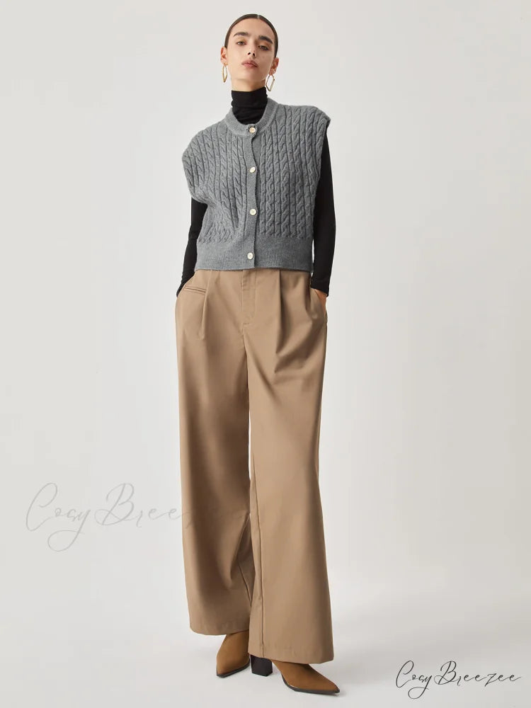 Cable Knit Graceful Button Down Vest