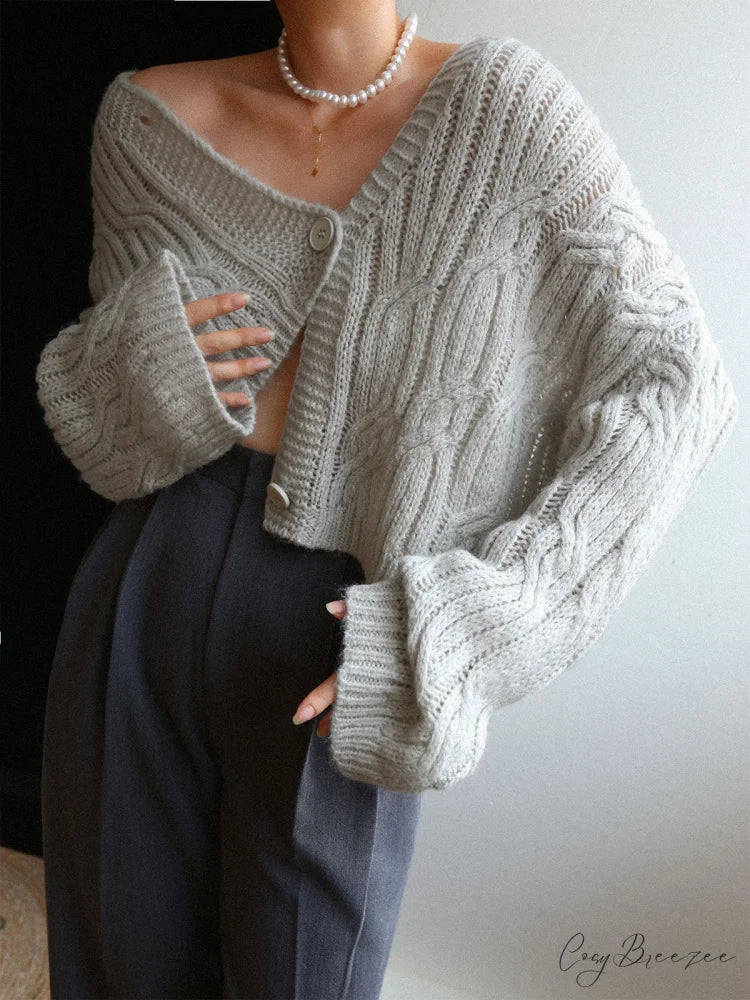 Cable Knit Graceful Crop Cardigan