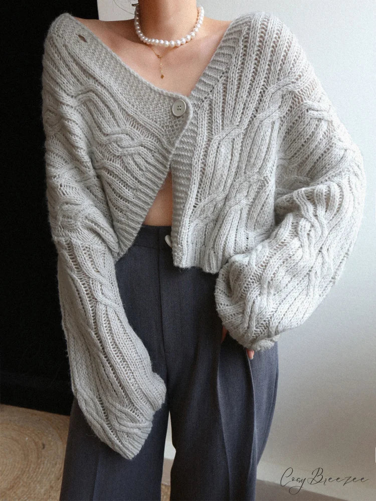 Cable Knit Graceful Crop Cardigan
