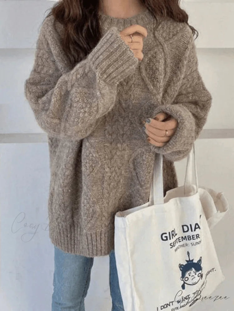 Cable Knit Graceful Cropped Sweater