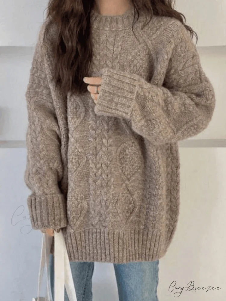 Cable Knit Graceful Cropped Sweater