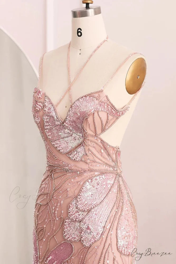 Calista Beaded Graceful Backless Maxi Dress