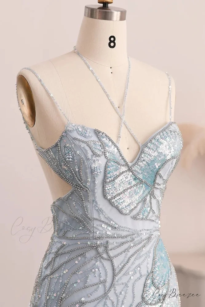 Calista Beaded Graceful Backless Maxi Dress